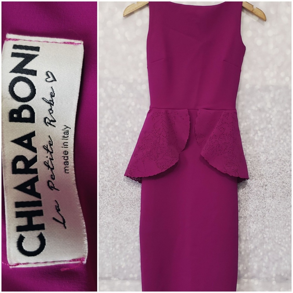Chiara Boni La Petite Robe Sleeveless Peplum Dress Size 2 US 38 Italian Fuscia